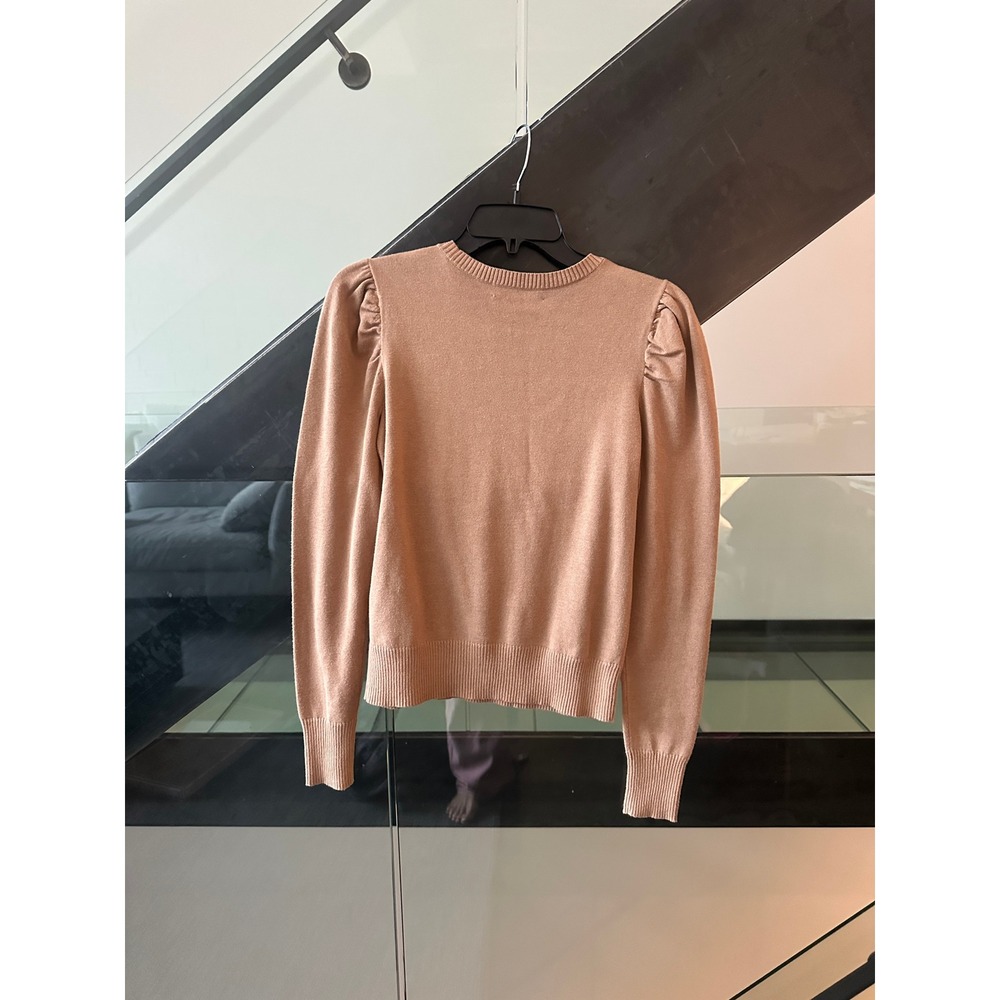 Lauren Ralph Lauren Tan Puff Sleeve Crew Neck Knit Sweater XS